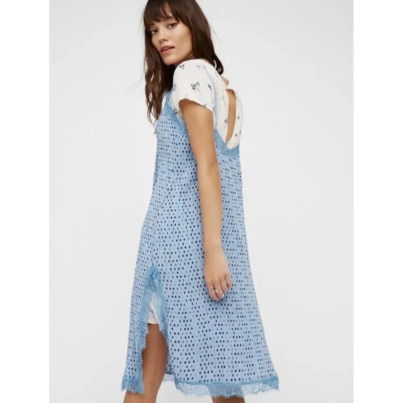 Free People Margot Slip Dress Set- 2 Dresses- Blue Polka Dot NWT - Picture 3 of 16